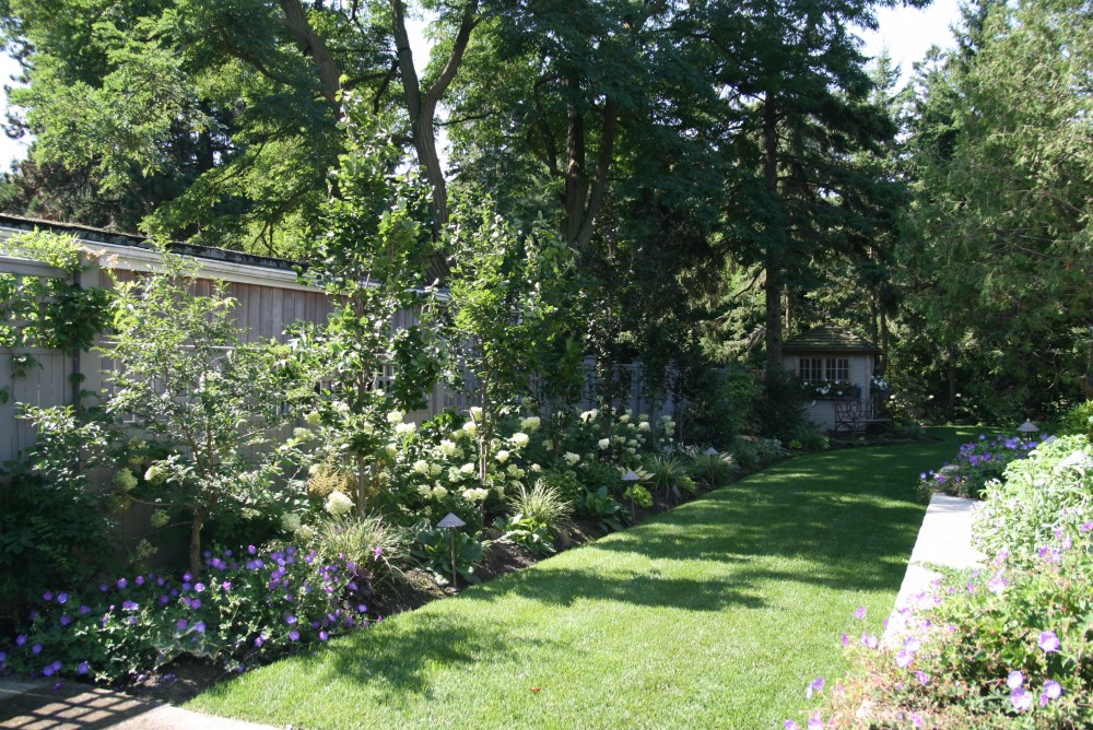 flower beds and trees